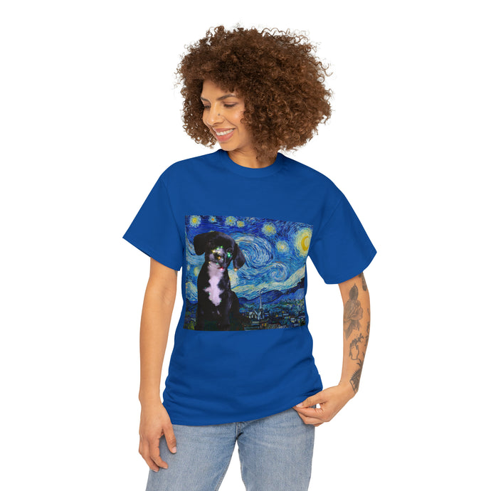 Chi Mix Dog Starry Night Unisex Heavy Cotton T-Shirt