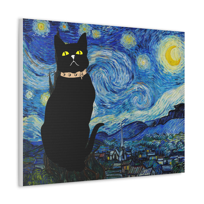 Black Cat Starry Night Canvas wall art