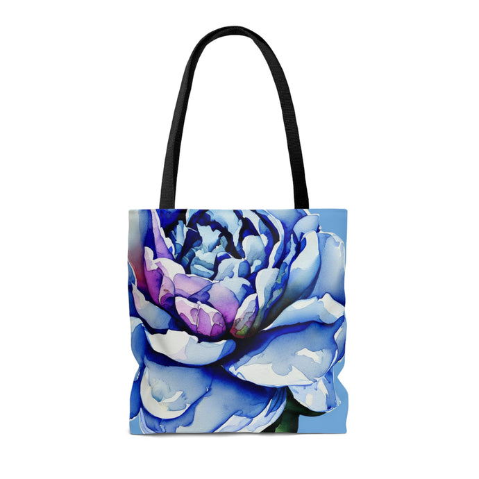 Blue Watercolor Rose Tote Bag (natural bag)