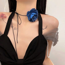 Rose Denim Chocker Necklace - WORLDWIDE SHIPPING