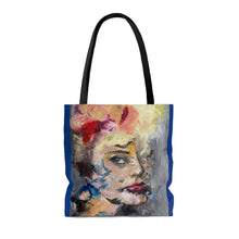 Colorful Girl Painting Tote Bag (Blue Background)