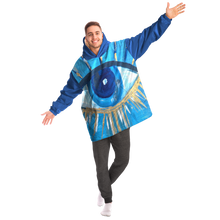 Evil Eye Painting #2 Print Snug Hoodie Wearable Blanket (royal Blue Background)