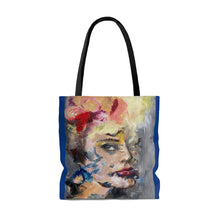 Colorful Girl Painting Tote Bag (Blue Background)