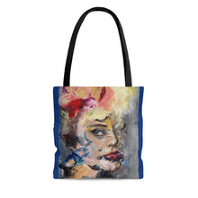 Colorful Girl Painting Tote Bag (Blue Background)