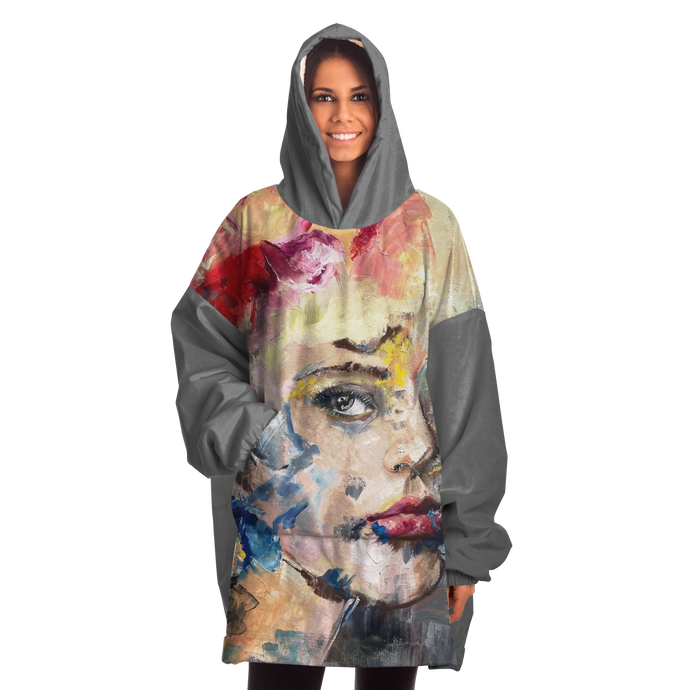 Colorful Girl Painting #2 Print Snug Hoodie Wearable Blanket