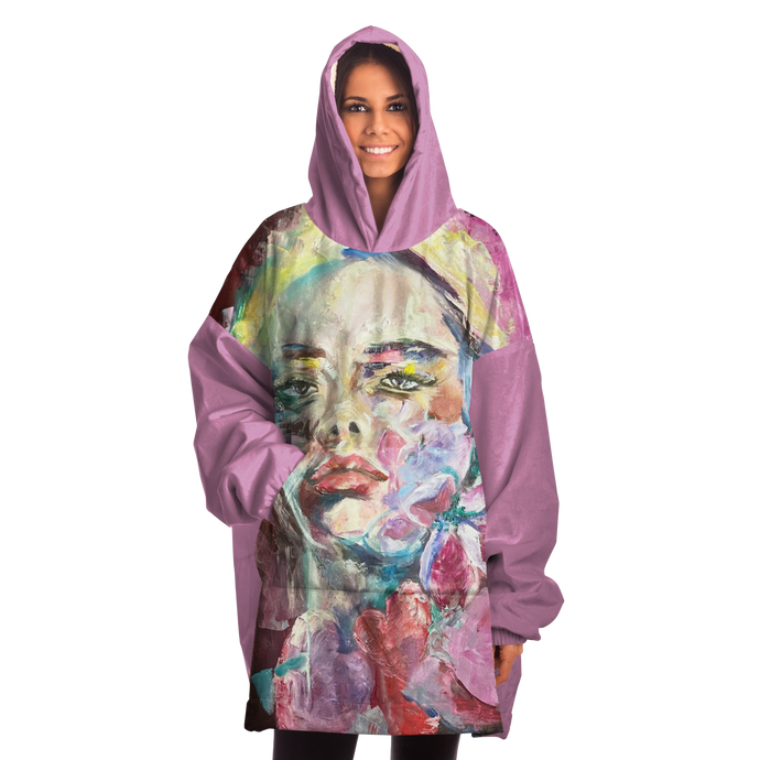 Colorful Girl Painting Print Snug Hoodie Wearable Blanket