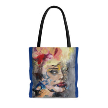 Colorful Girl Painting Tote Bag (Blue Background)