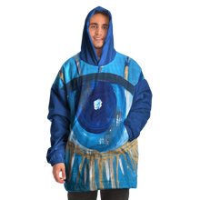 Evil Eye Painting #2 Print Snug Hoodie Wearable Blanket (royal Blue Background)