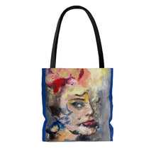 Colorful Girl Painting Tote Bag (Blue Background)